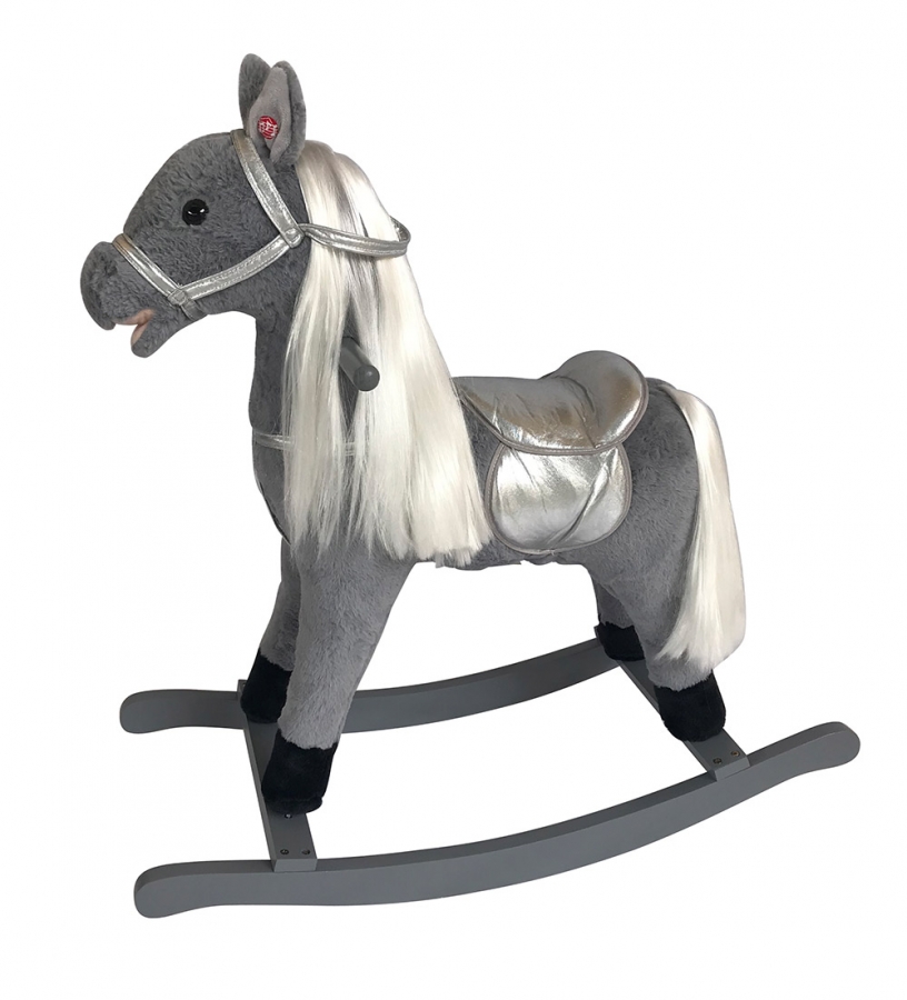 Качалка-лошадка Pituso длинная грива серый GS3043