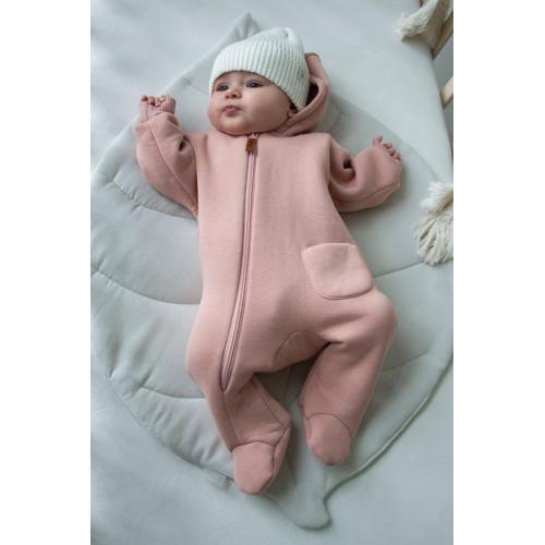 Комбинезон ToucanKids из футера утепленный (пудра) р.68