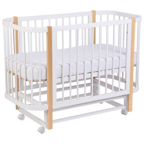 Кроватка с маятниковым механизмом Polini kids Simple 350 белый-натуральный